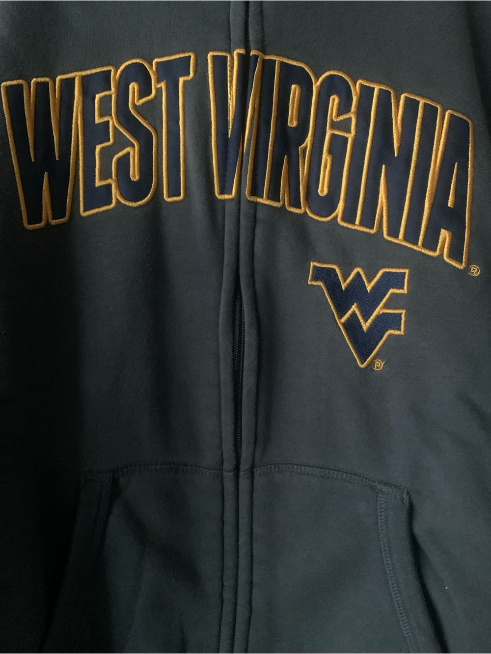 West Virginia Full-Zip Hoodie in Navy with Gold Trim